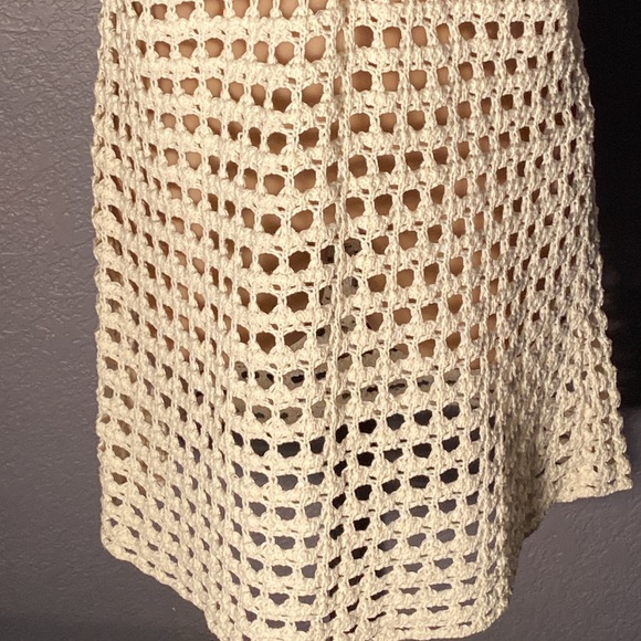URBAN OUTFITTERS - dress: cream open knit strappy mini w sheer bottom - L - Picture 4 of 16